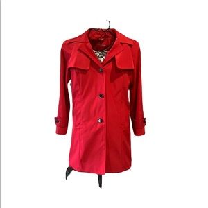 Calvin Klein Hooded Rain Jacket Trench Coat XS Red